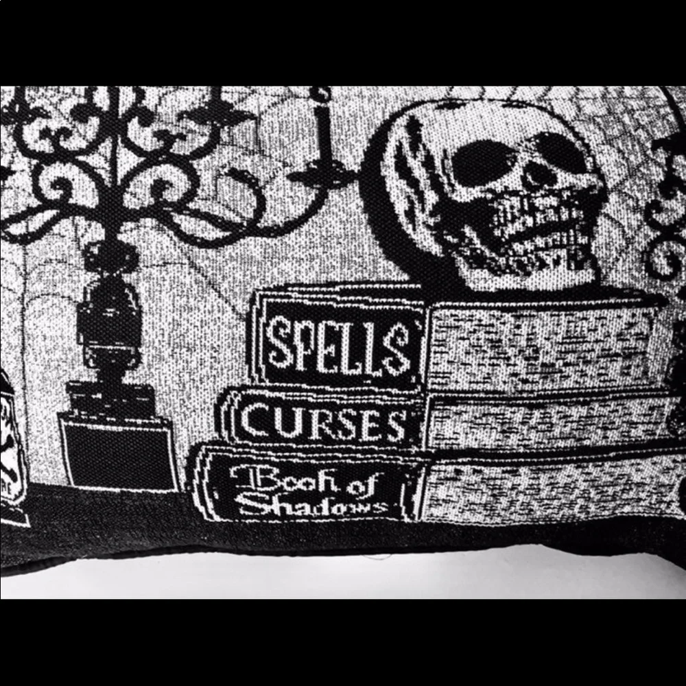 Halloween Skull Pillow Candlelabra Poison Spell Books Black